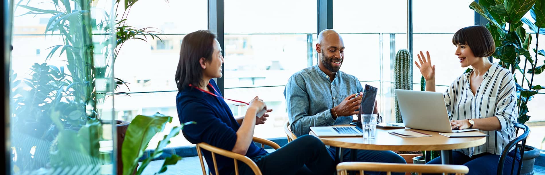 3 colleagues having a meeting