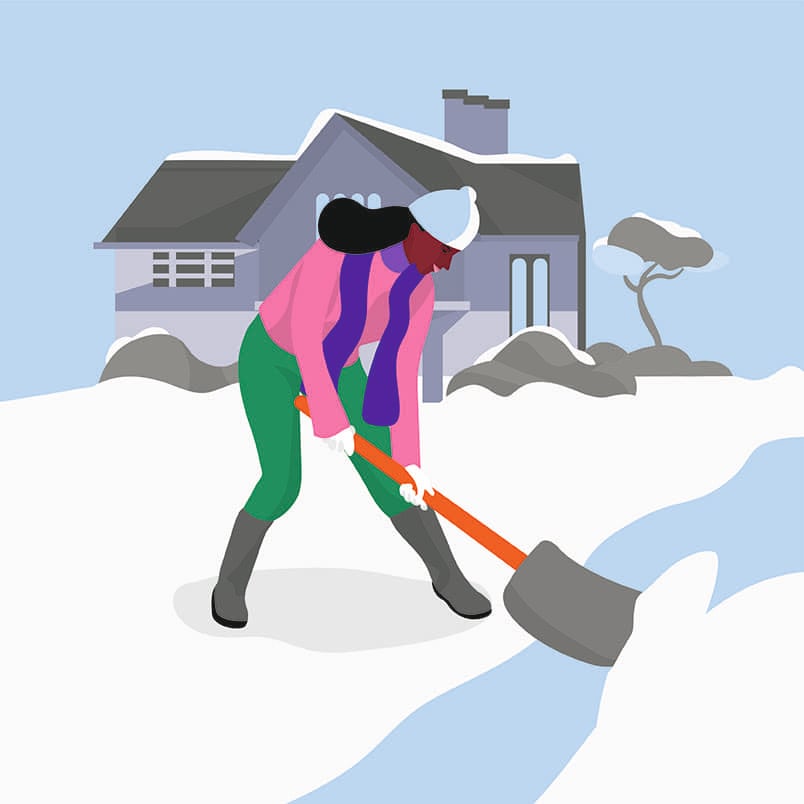 illustration of shovelling snow