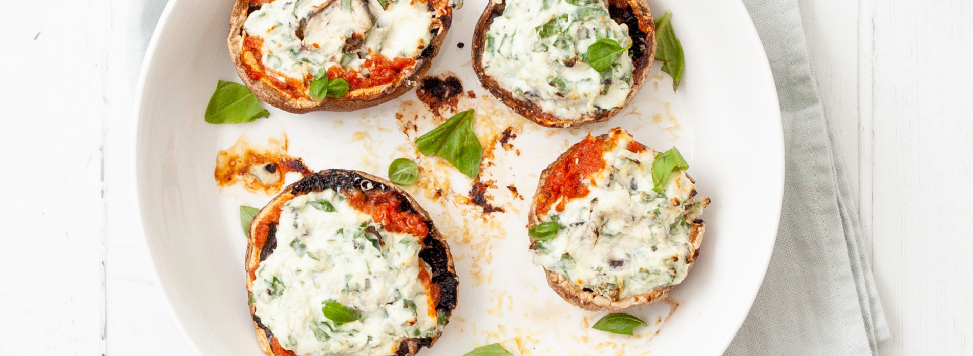 Cheese and spinach stuffed portobello mushrooms
