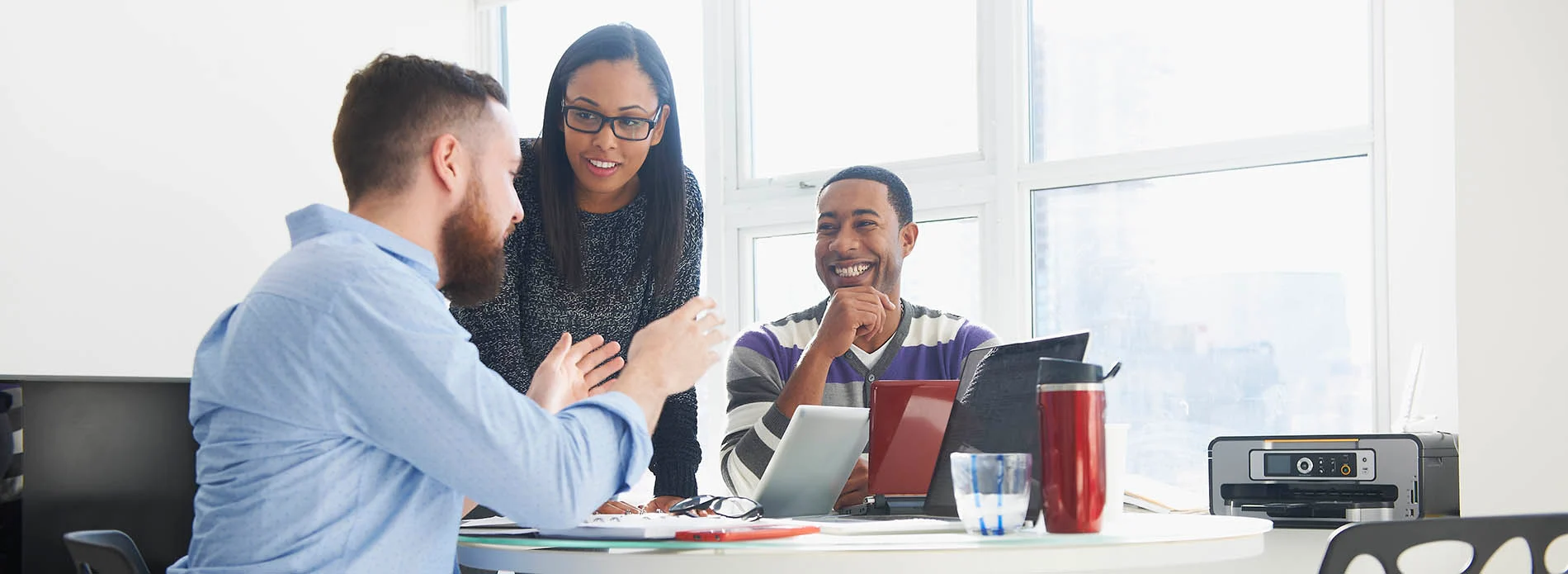 Small business employees in a meeting