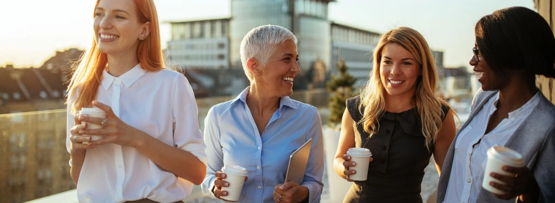group of women walking together laughing